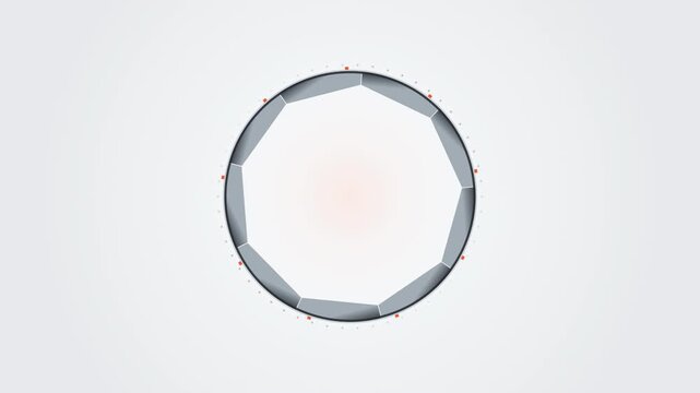 Abstract animated iris shutter opening and closing drawn as cool blue-white lines and shapes on a bright, clean light background. Seamless looping 4K motion graphics video with free space for text, id