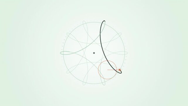 Abstract animated spirograph pattern drawing in a loop drawn as cool blue-white lines and shapes on a bright, clean light background. Seamless looping 4K motion graphics video with free space for text