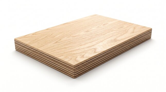 Light natural plywood panel with visible wood grain on top. Exposed layered edge with alternating light and dark veneers, on a white background.