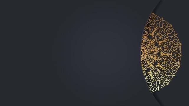 Luxury golden mandala pattern on dark background elegant motion graphics video