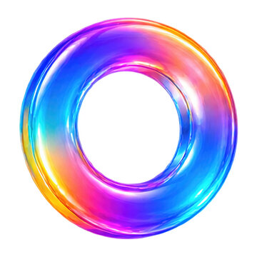 Abstract iridescent ring with vibrant rainbow gradient and glossy texture