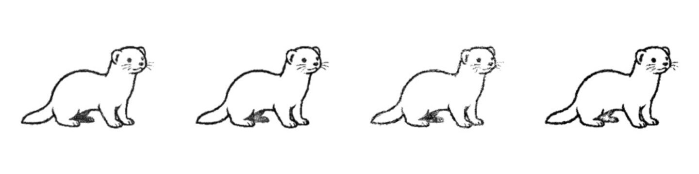 Sketch albino ferret icon design set