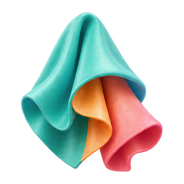 Three colorful microfiber cloths neatly folded together for cleaning tasks