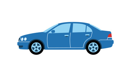 Fototapeta premium Isolated blue sedan car simple flat illustration