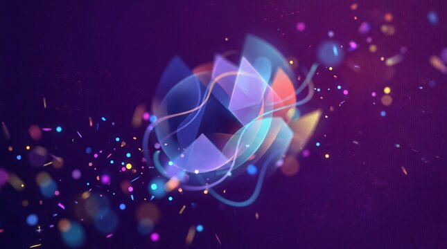 Formas abstractas brillantes y part&iacute;culas festivas para el Mes de la Herencia Hispana, fondo digital luminoso de celebraci&oacute;n cultural y dinamismo moderno.
