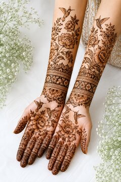 Hummingbird Floral Mehndi