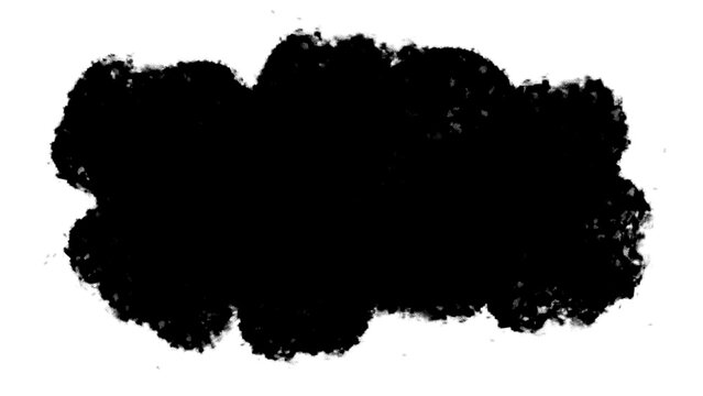 Black grunge paint brush stroke texture splash and distressed ink blotch element isolated on transparent background for vintage graphic design overlays, borders and creative frames