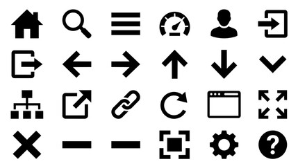 Fototapeta premium Website Navigation Icons Black Minimalist Vector Collection for Web Design Browsing and User Interfaces