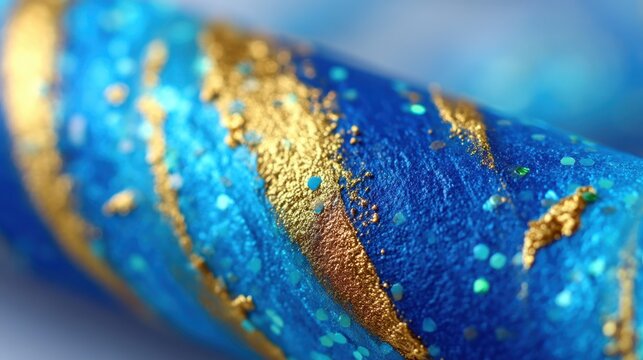 Vibrant Blue and Gold Abstract Background with Glittery Swirls and Textures for Artistic Inspirations and Designs