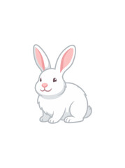 Fototapeta premium Cute white rabbit sitting isolated on white background vector