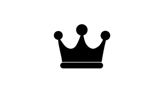 Animated Black Crown Icon Appearing on White Background for Premium Quality Royalty VIP Luxury and Success Concept Motion Graphics