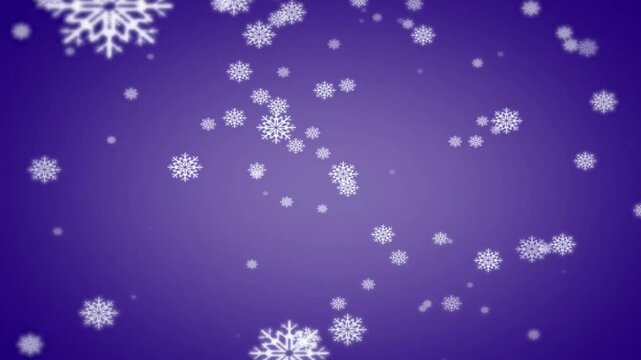 Falling snowflakes on purple background loop winter holiday animation