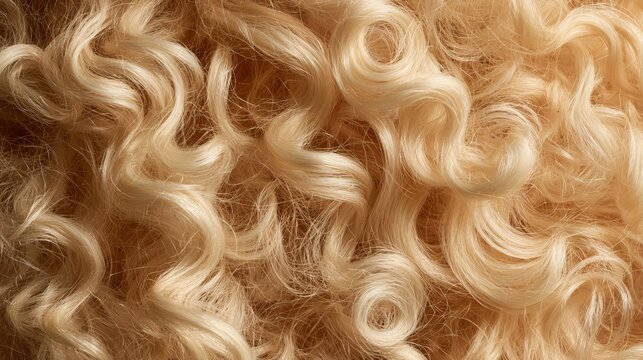 Graceful Blonde Curly Hair Texture Background with Elegant Golden and Wavy Patterns for Salons