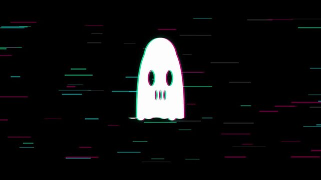Glitch Halloween Ghost Motion Graphic Background Loop