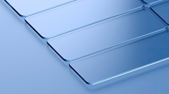 Gleaming metallic rectangles arranged in a diagonal pattern with soft lighting