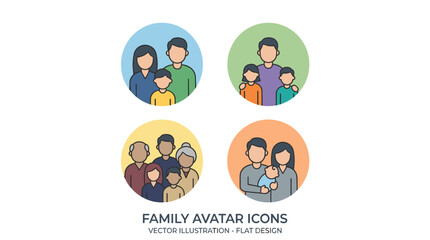 Obraz premium Vector illustration of a people avatar icon, depicting family portraits as a web symbol