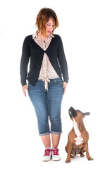 Fototapeta na wymiar staffordshire bull terrier and woman