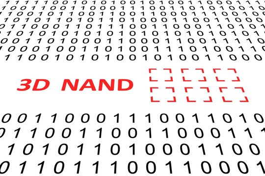 3D NAND concept binary code 3d illustration