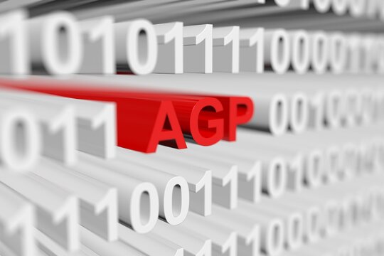 AGP binary code blurred 3d illustration