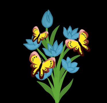butterfly and flowers animation