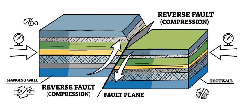 Reverse Fault Diagram Isolated Transparent Background