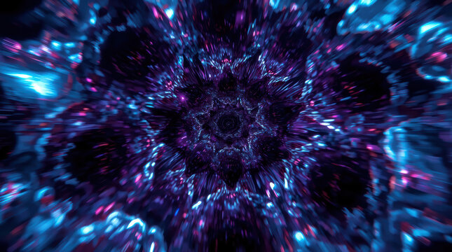 Extreme macro composition of abstract blue purple texture creates vivid tunnel effect