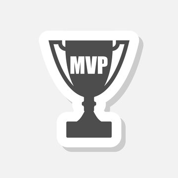 MVP trophy sign icon sticker isolated on gray background