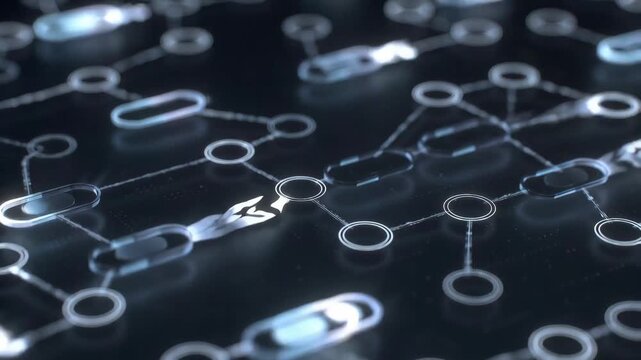 Abstract glowing network nodes linked on a dark background in a futuristic style, symbolizing digital connectivity and modern technology