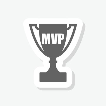 MVP trophy sign icon sticker isolated on gray background