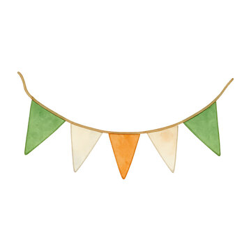 PNG Watercolor festive bunting decoration.