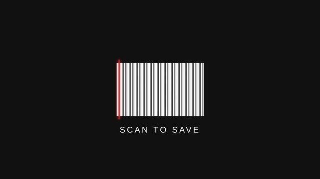 Dynamic motion of barcode scanning animation in digital video sequence.