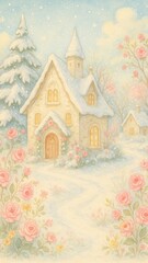 Fototapeta premium Charming snowy cottage mobile wallpaper