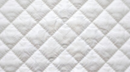 Naklejka premium White quilted diamond fabric texture background showing soft padded textile stitching pattern for upholstery design backdrop