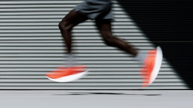Dynamic motion blur captures a runner's feet mid-stride