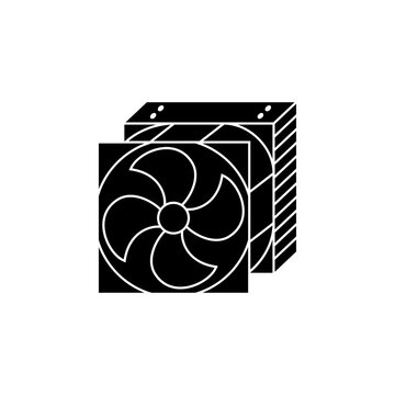 This is a minimalist vector illustration of a Heatsink icon, featuring a simple, clean, and solid glyph style. The icon can be used as a symbol, sign, or logo.