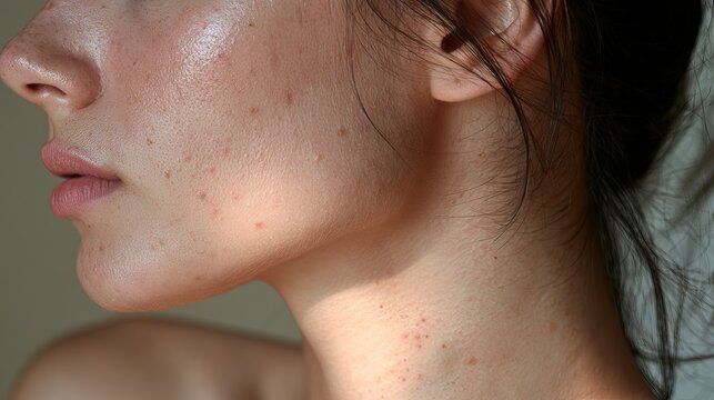 Soft portrait showcasing natural skin texture with subtle highlights and shadows, representing beauty and health concepts for skincare and wellness advertising