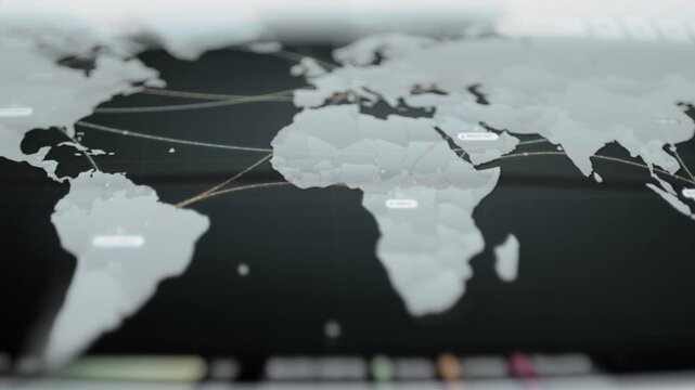 International trade routes spread across world map