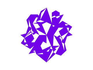 Obraz premium Abstract geometric purple shape isolated on a plain white background.