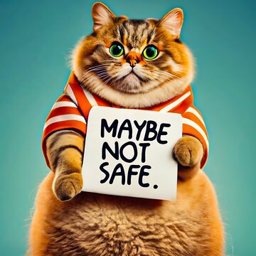 Cat holding maybe not safe sign for online safety awareness