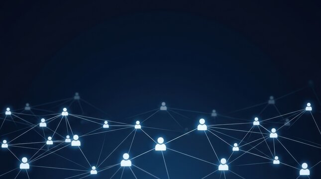 Social network connection concept with glowing icons