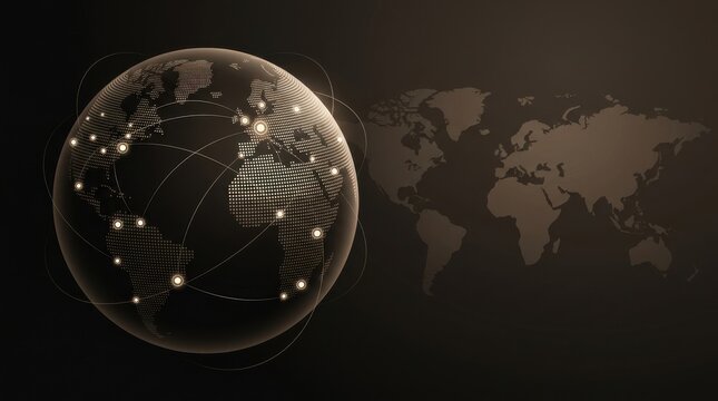 Abstract globe representation with glowing network lines and nodes