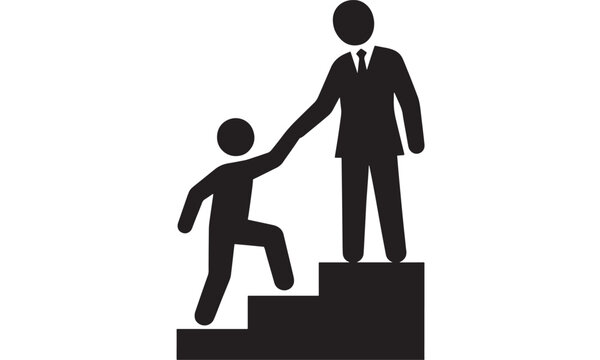 Helping Hand Illustration Depicting Mentorship and Support, Symbolizing Guidance and Assistance for Upward Mobility.