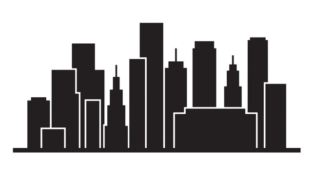 Abstract Cityscape Silhouette Design Showcasing Modern Architecture and Urban Development, Ideal for Business and Design Projects.