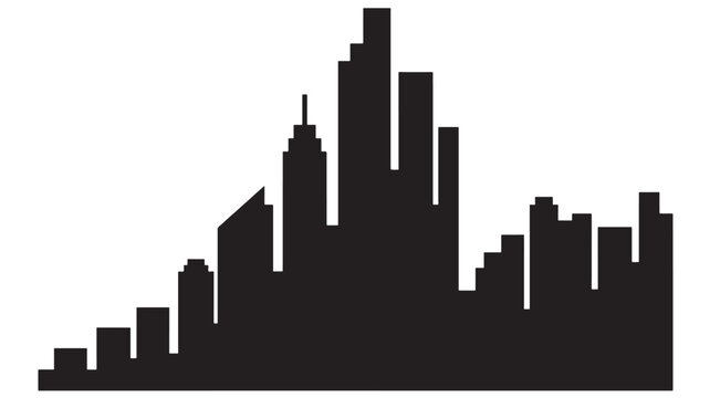 City Skyline Vector Silhouette for Urban Design Concepts. Modern Metropolitan Architecture Illustration.