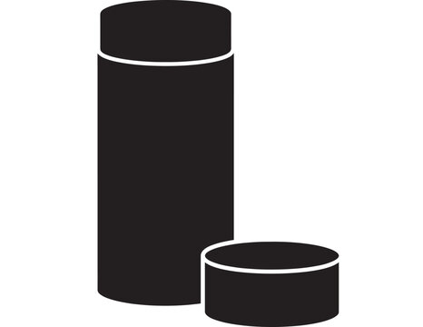 Cylindrical Container Icon Set with a Separate Lid. Simple Design for Product Packaging or Storage Concept Illustration.