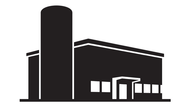 Modern Building Illustration Showcasing a Sleek Architectural Design with a Prominent Cylindrical Tower. Minimalist Vector Graphic