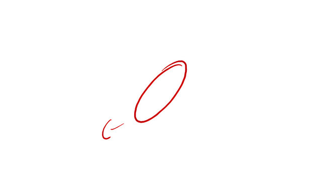 Red oval shape with arrow on white background for design purposes.