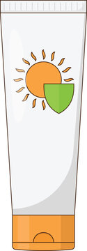 Sunscreen Tube Vector Illustration. Skincare Design Element Isolated on White Background