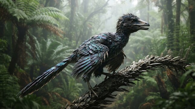 Archaeopteryx perched on cycad brach