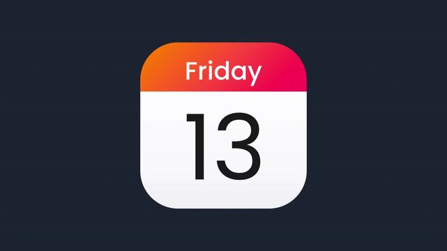 Friday 13th 13 Calendar Date Widget Animation Prores Alpha Channel 4K 60fps